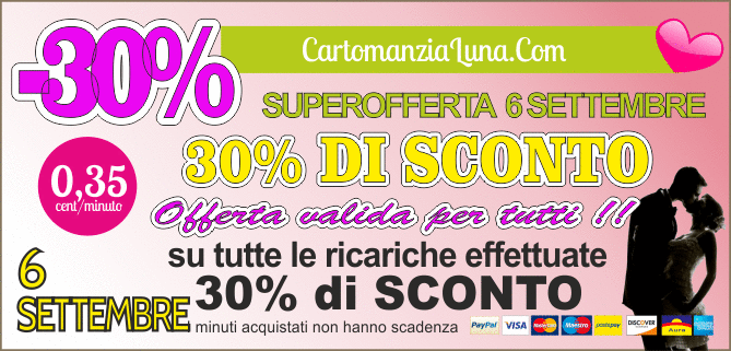 Promozione CartomanziaLuna sconto 30% 6 Settembre 2019